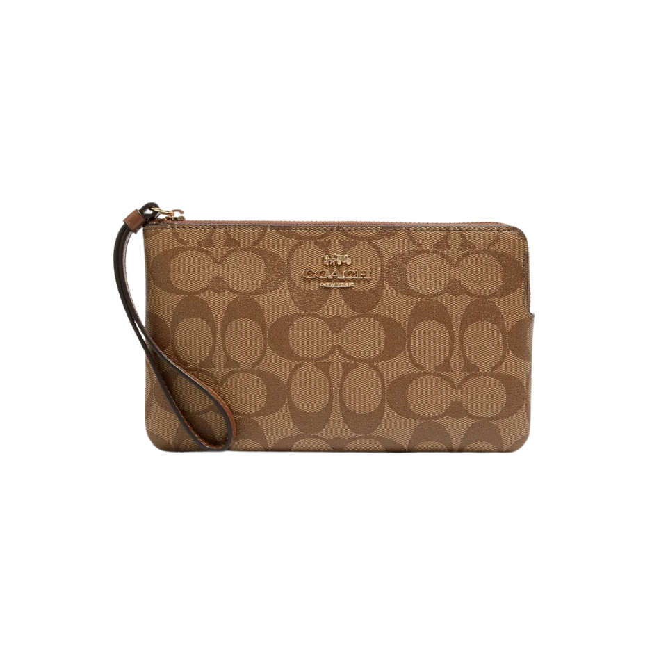 Cartera Coach muñequera grande cafe con...